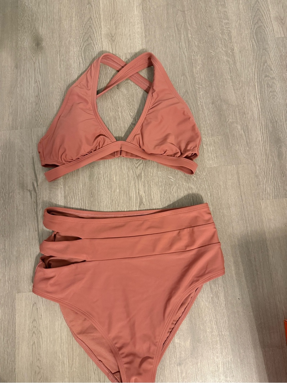 Adore Me Rose Mauve Crisscross High-Waist Bikini Set
